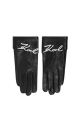 Karl Lagerfeld - Leather gloves - Black - SIGNATURE LEATHER FF GLOVE