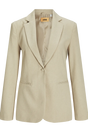 Blazer i lys beige med notch-revers og en knap. To lommer foran.
