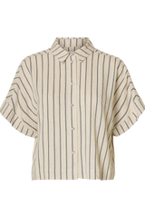 Selected Femme - Skjorte - Sandshell pin stripe - Viva (Bemærk preorder lev april)