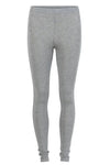 Grå leggings med elastisk linning og tætsiddende pasform. Ingen mønstre eller udsmykninger.