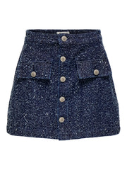 Only - Boucle Denim Skirt - Dark Blue Denim - Aman