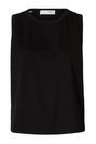 Sort tanktop fra Selected Femme med rund hals og ærmeløs, boxy pasform.