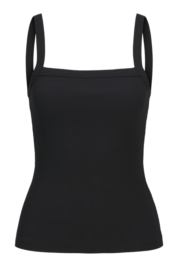 JJXX JXFIFI Organic Cotton Rib Top - Black, M – Stilkompagniet.dk