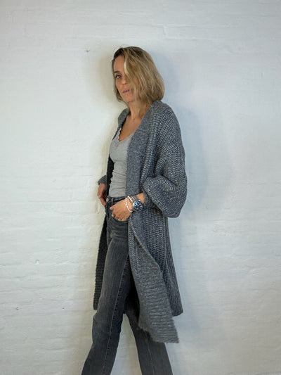 YAS - Cardigan - Long knit - Gray Melange - Dally