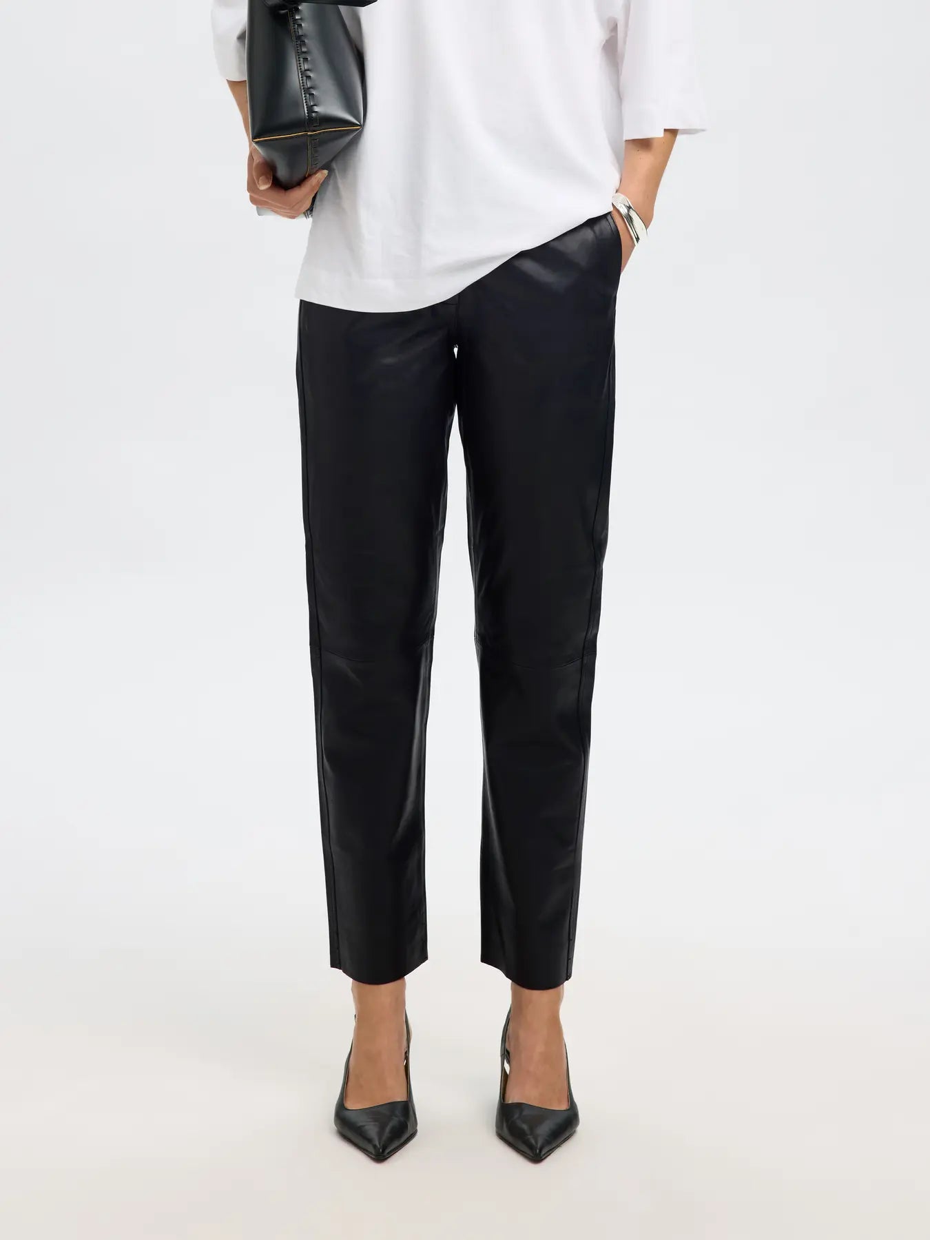 Selected Femme - Læderbukser - Sort - Marie
