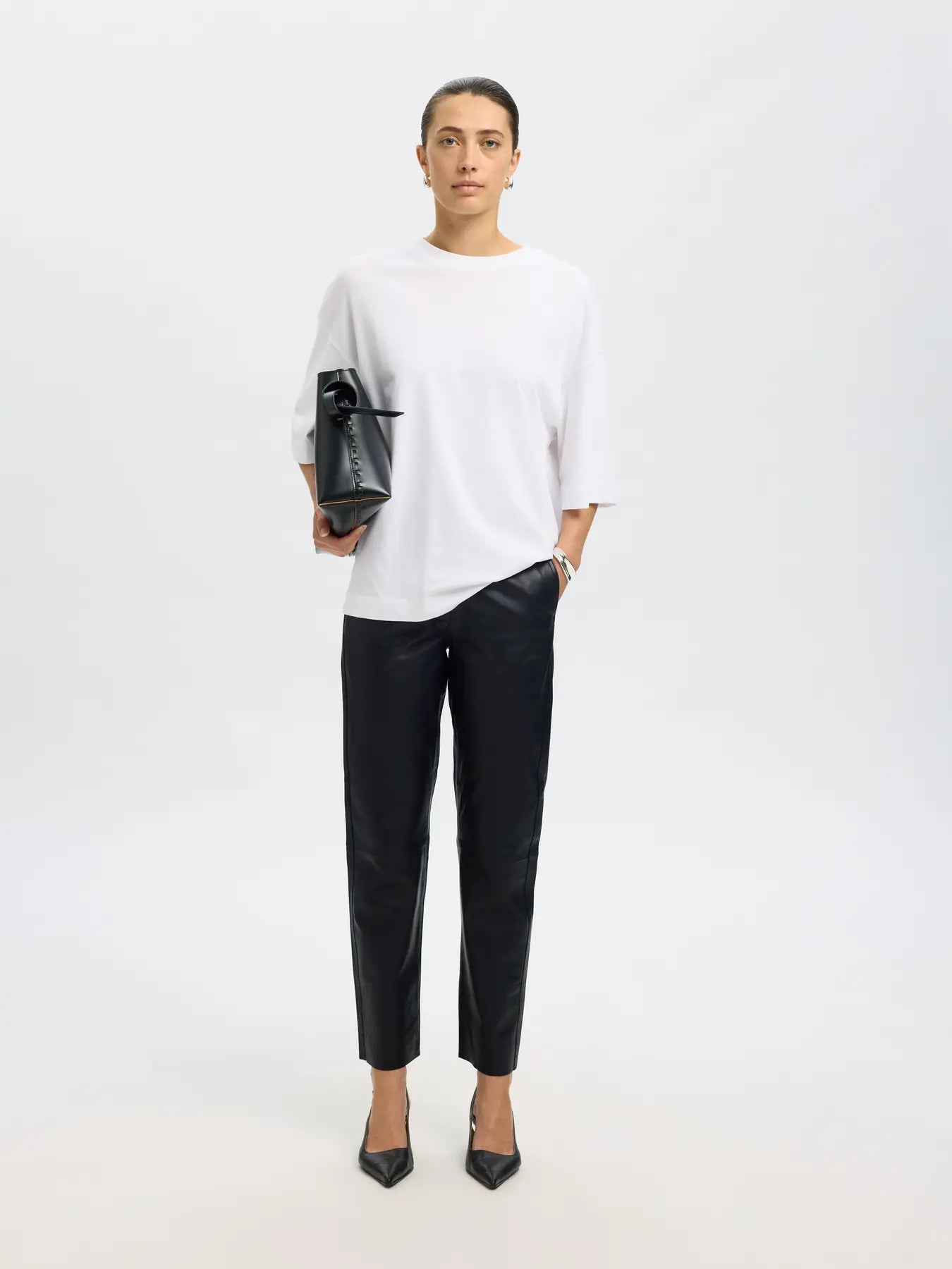 Selected Femme - Læderbukser - Sort - Marie