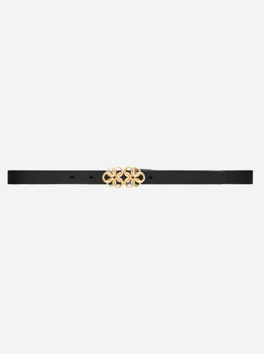 Belt with buckle - Round buckle 100% Leather - Black - Depeche 