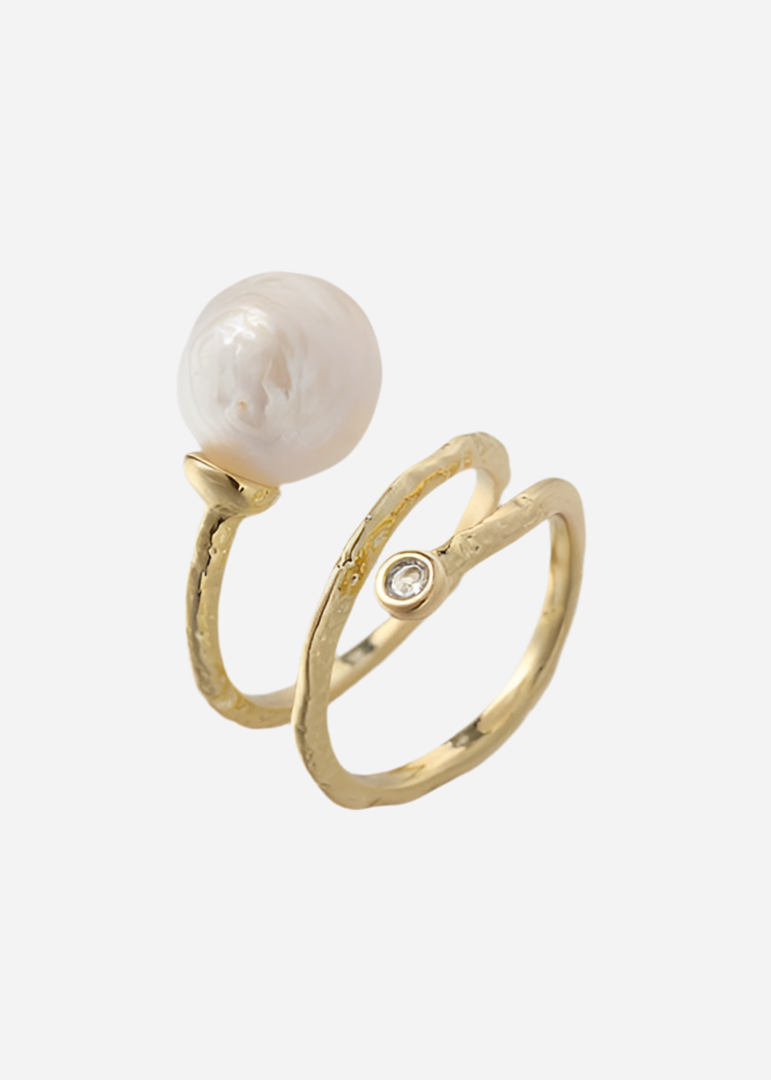 Andcopenhagen - Ring - 18 carat gold plated brass - White Pearl