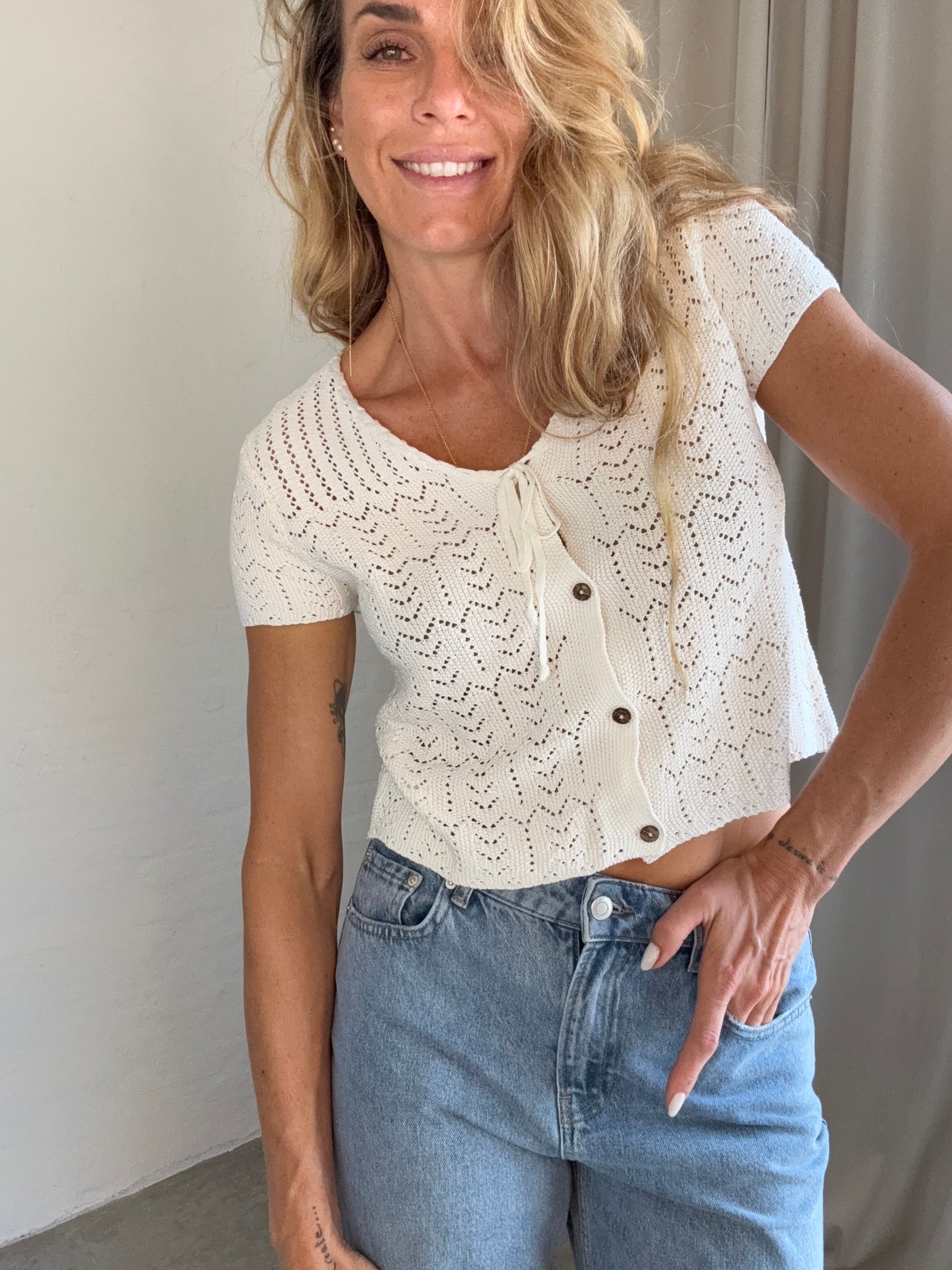 Sassy Copenhagen - Knitted top - White lace - Ella (preorder)