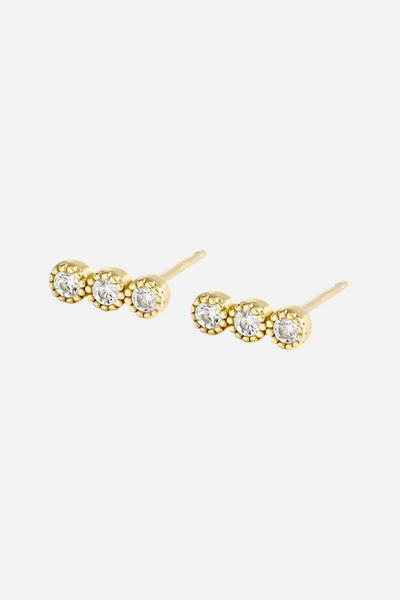 Zircon stud - 3 stones - Gold plated - Dina - Andcopenhagen