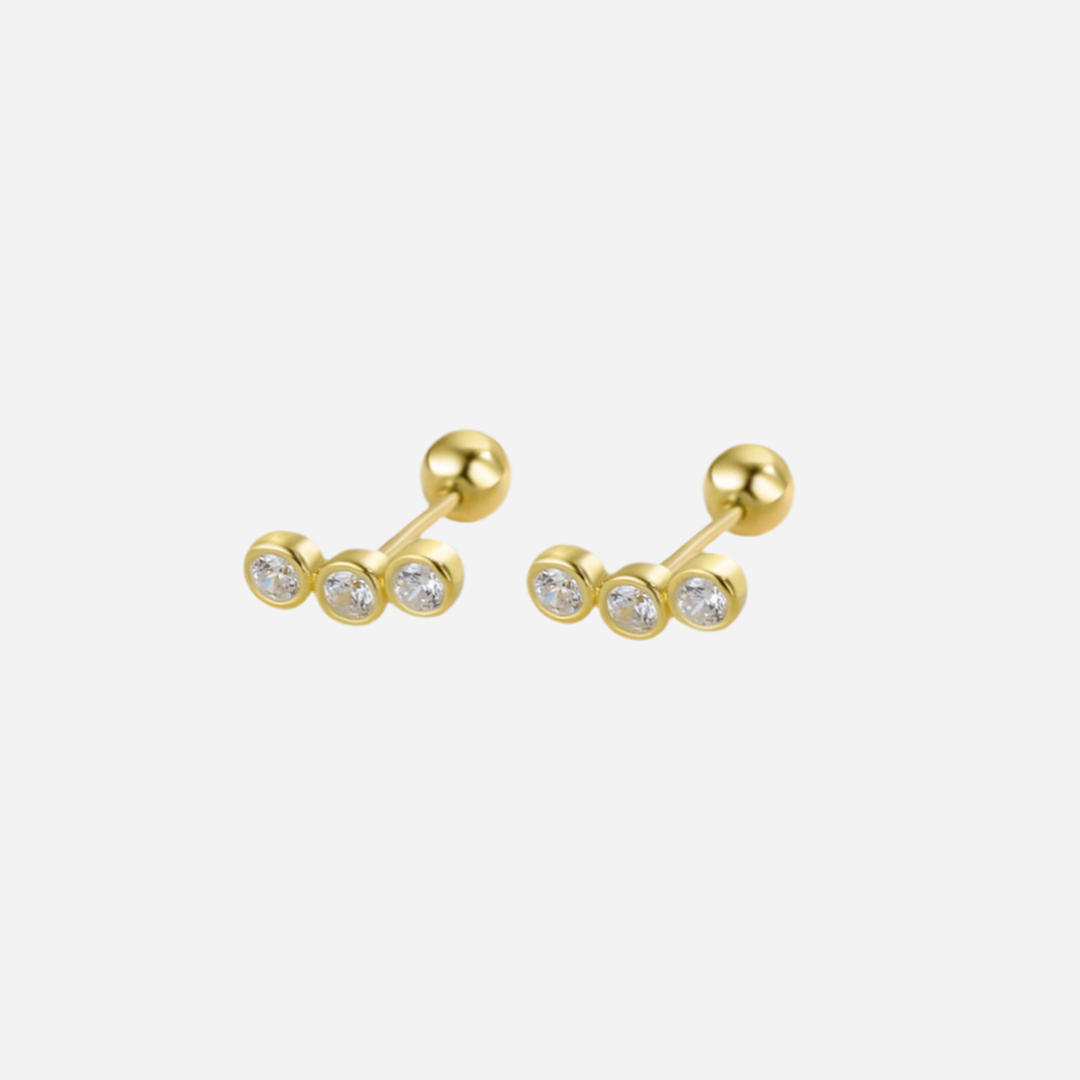 Andcopenhagen - Stud earrings - 18 carat Gold plated 925 sterling silver - Dina 3 stones