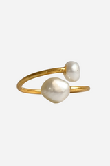 Handmade ring - Gold plated - Queen with pearl - Ibu Jewels