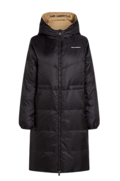 Karl Lagerfeld - Vinterjakke - Black/Nougat - Reversible long logo down coat