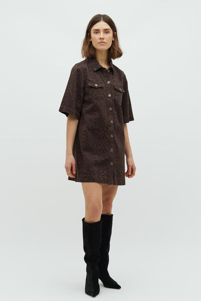 Denim dress - Leopard - Mira-G - Global funk (Note preorder week 35/36)