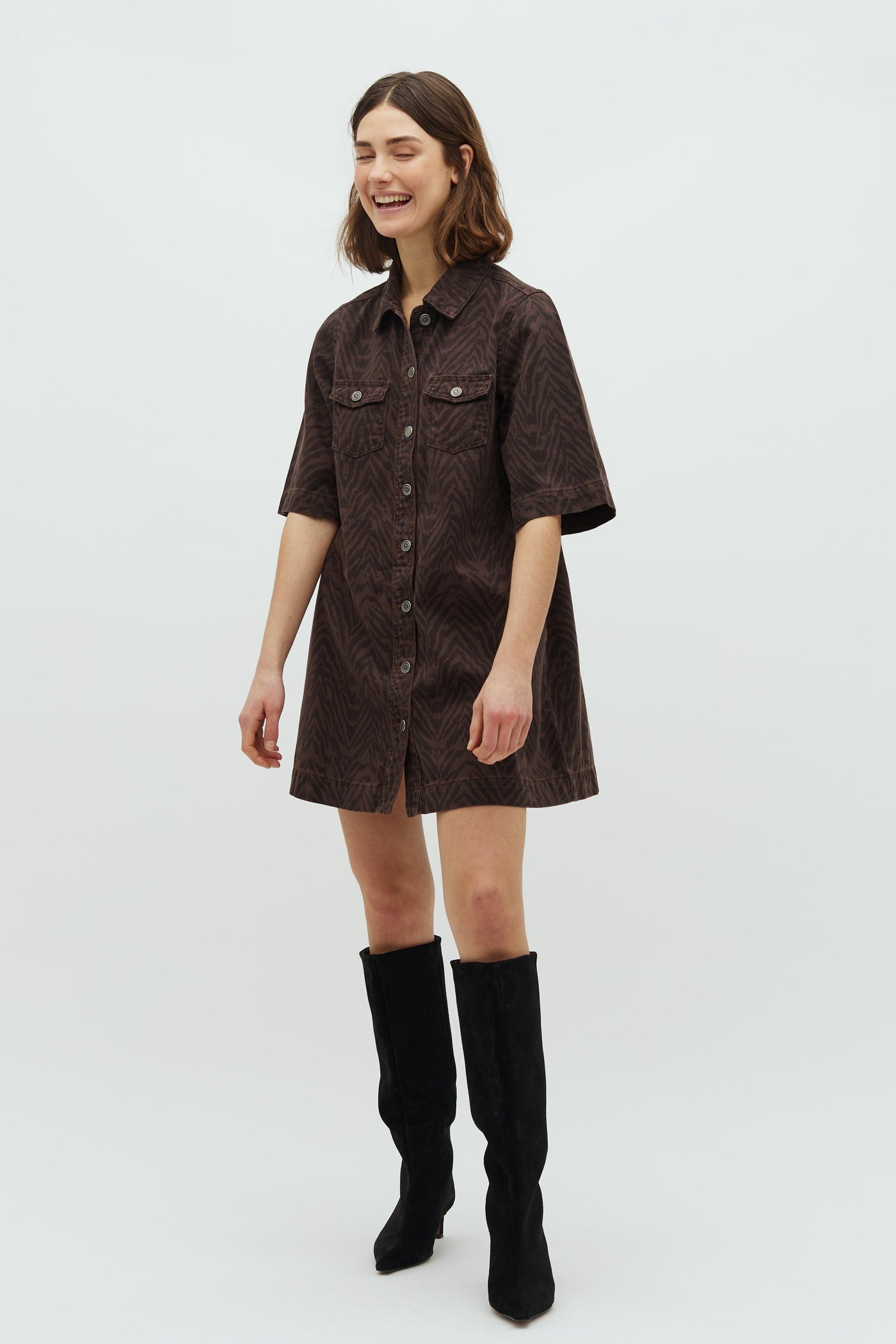Denim dress - Leopard - Mira-G - Global funk (Note preorder week 35/36)