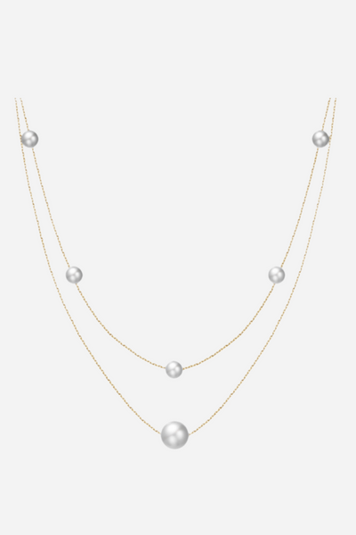 Andcopenhagen - Necklace - 14 carat gold plated 925 sterling silver - Freshwater pearl - Carly