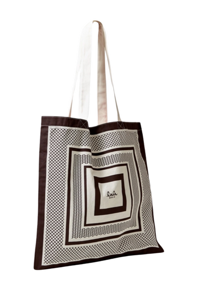 LALA BERLIN - Tote bag - Brown Stripe - Maja Canvas sss