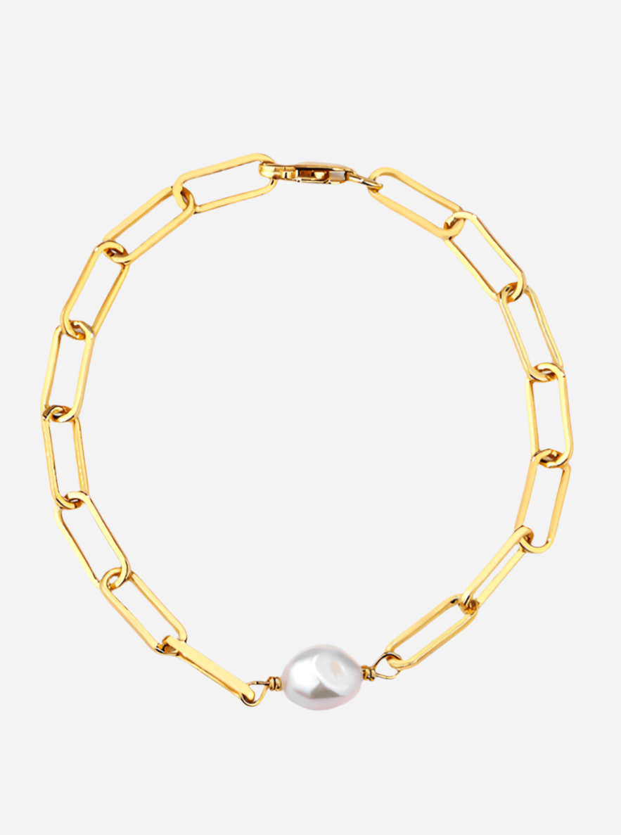 Andcopenhagen - Bracelet - 18 carat gold plated 925 sterling silver - Chunky Pearl chain