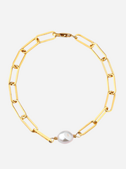 Andcopenhagen - Bracelet - 18 carat gold plated 925 sterling silver - Chunky Pearl chain