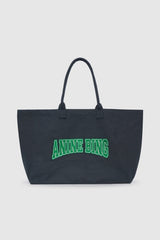 Anine Bing -  Tote Bag - Forvasket Sort og Grøn - Leo Canvas Tote