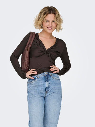 Only - Blouse - Brown - Lone Knot top