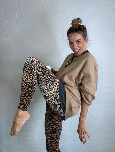 Leopard Velor Leggings - Angela - Female