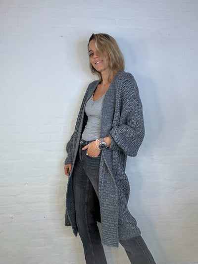 YAS - Cardigan - Long knit - Gray Melange - Dally