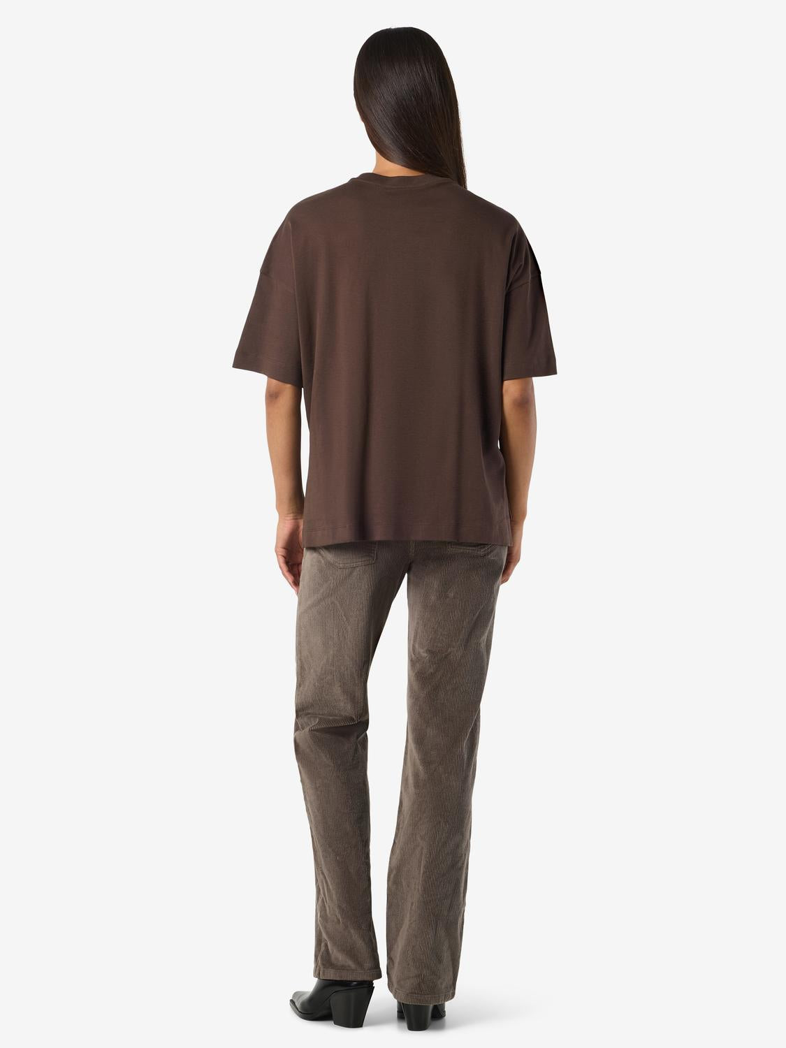 Noisy May - T-shirt - Brun - Kim S/S Slit - Stilkompagniet.dk