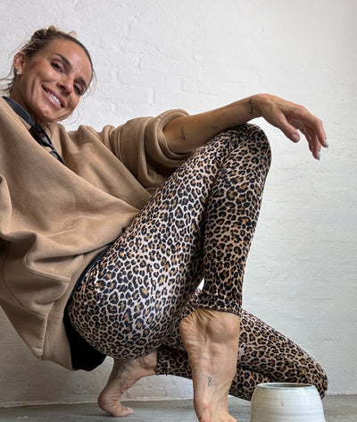 Leopard Velor Leggings - Angela - Female