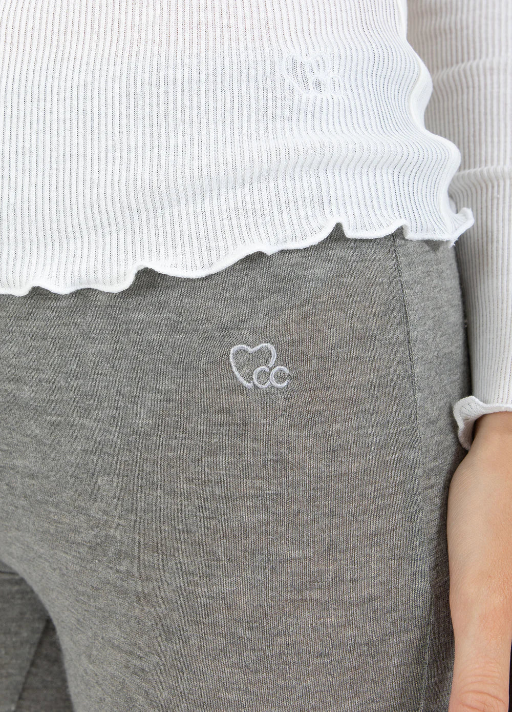 CC HEART - Leggings - Wool - Gray Melange - Lana