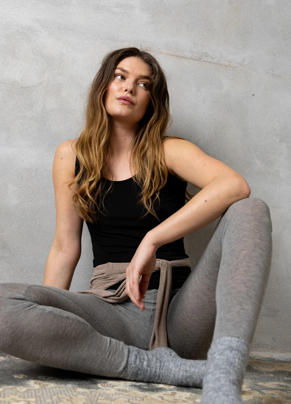 CC HEART - Leggings - Wool - Gray Melange - Lana