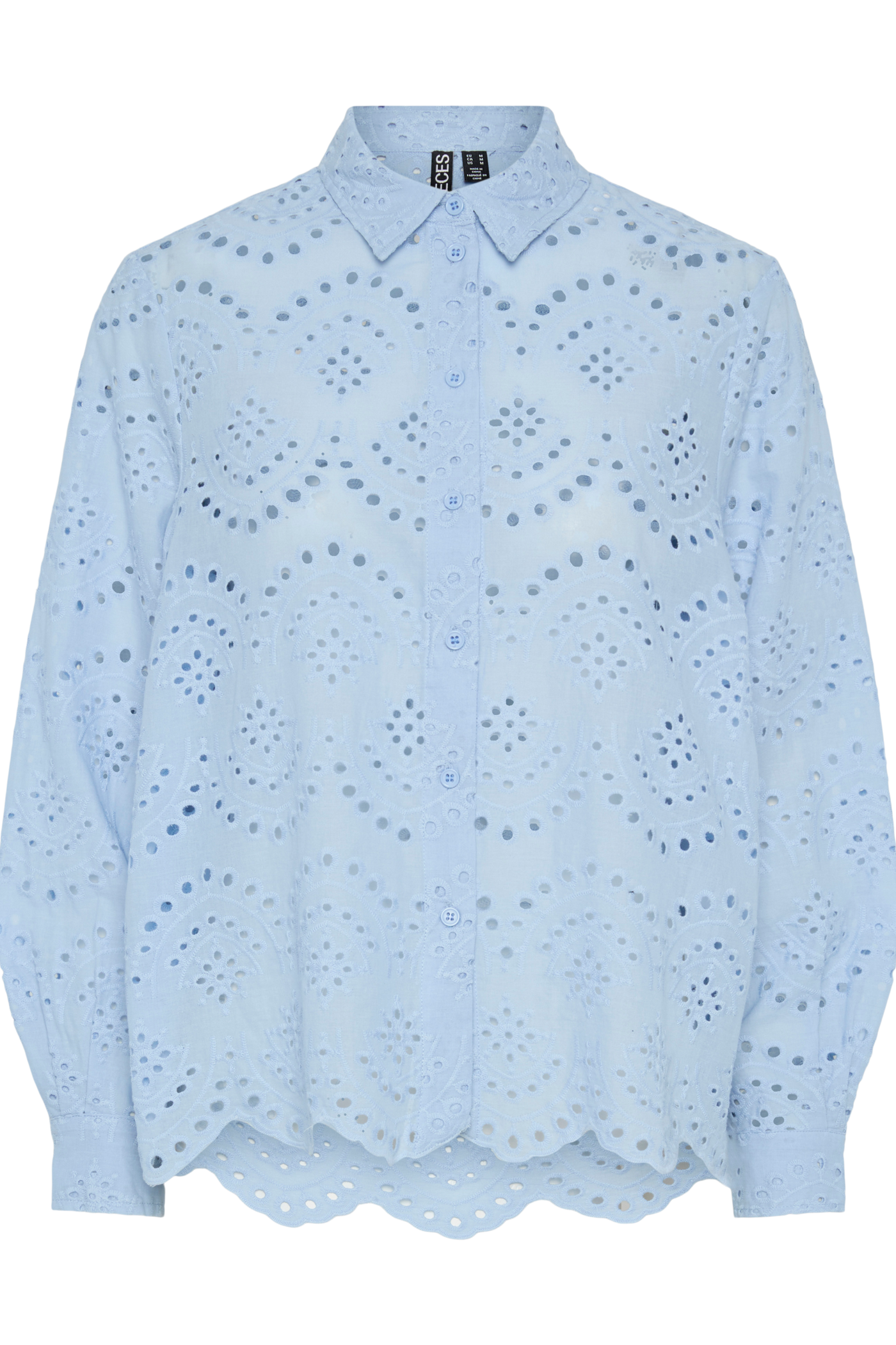 Pieces - Skjorte - Blå broderi anglaise - Vilde