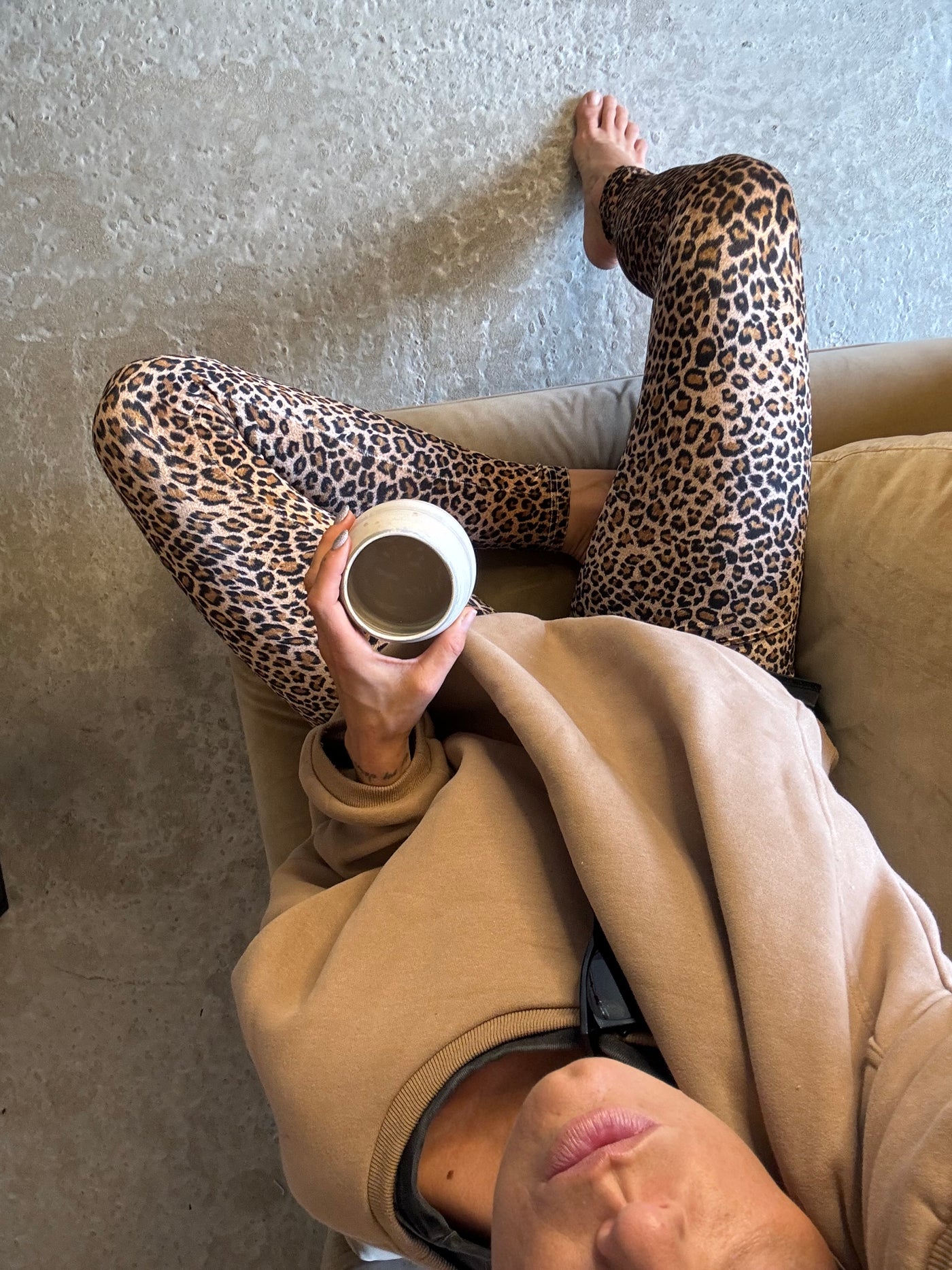 Leopard Velor Leggings - Angela - Female