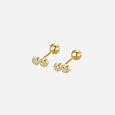 Andcopenhagen - Stud earrings - 18 carat gold plated 925 sterling silver - Dina 2 stones