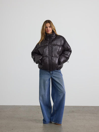 Noisy May - Puffer jakke - Aubergine Black - Allie Shiny