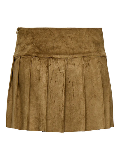 Only - Plisseret nederdel - Cognac Suede - Only