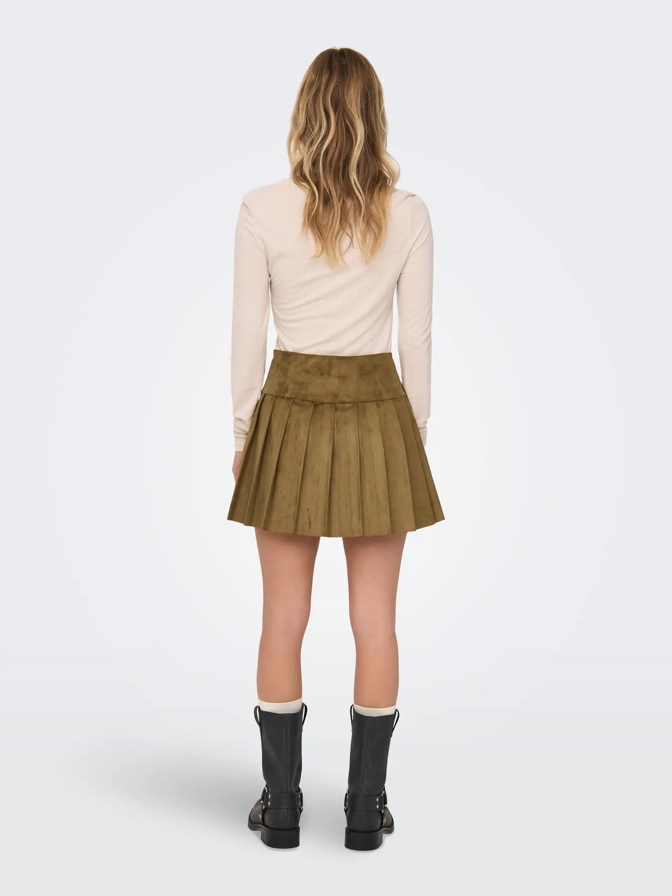 Only - Plisseret nederdel - Cognac Suede - Only