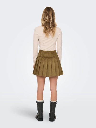 Only - Plisseret nederdel - Cognac Suede - Only