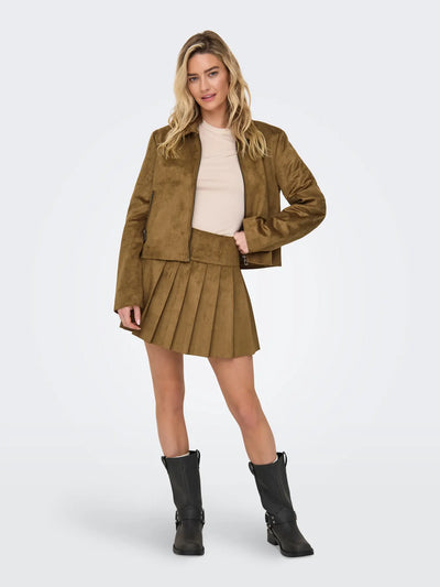 Only - Plisseret nederdel - Cognac Suede - Only