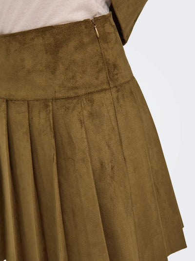 Only - Plisseret nederdel - Cognac Suede - Only