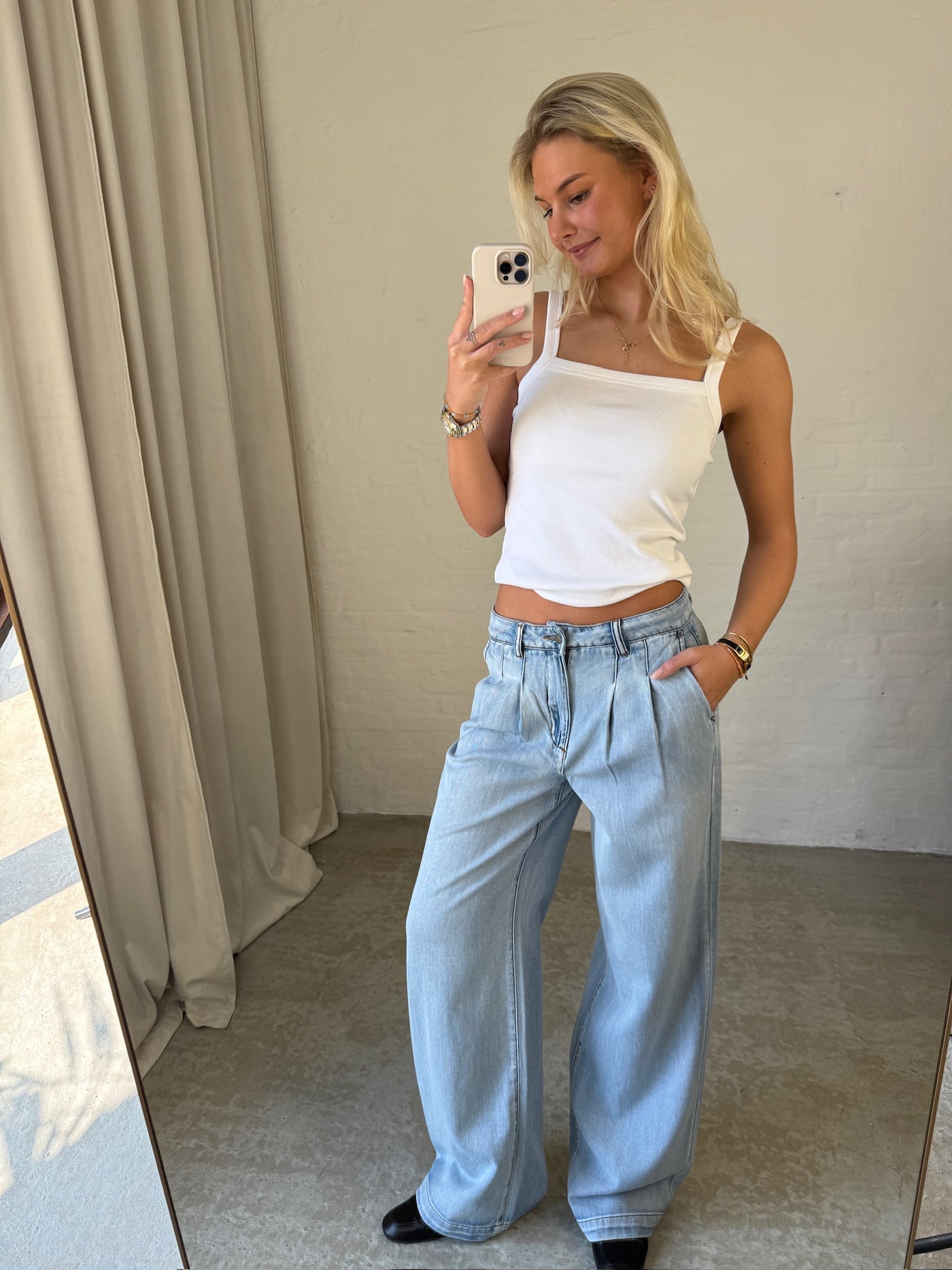 JJXX JXFIFI Rib Top in Organic Cotton — White, S/M – Stilkompagniet.dk