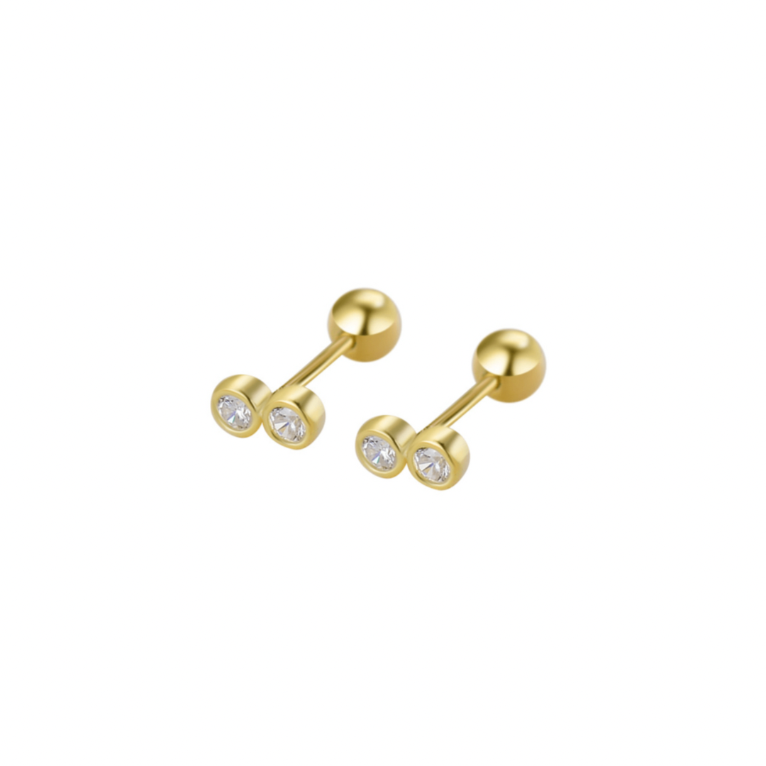 Andcopenhagen - Stud earrings - 18 carat gold plated 925 sterling silver - Dina 2 stones