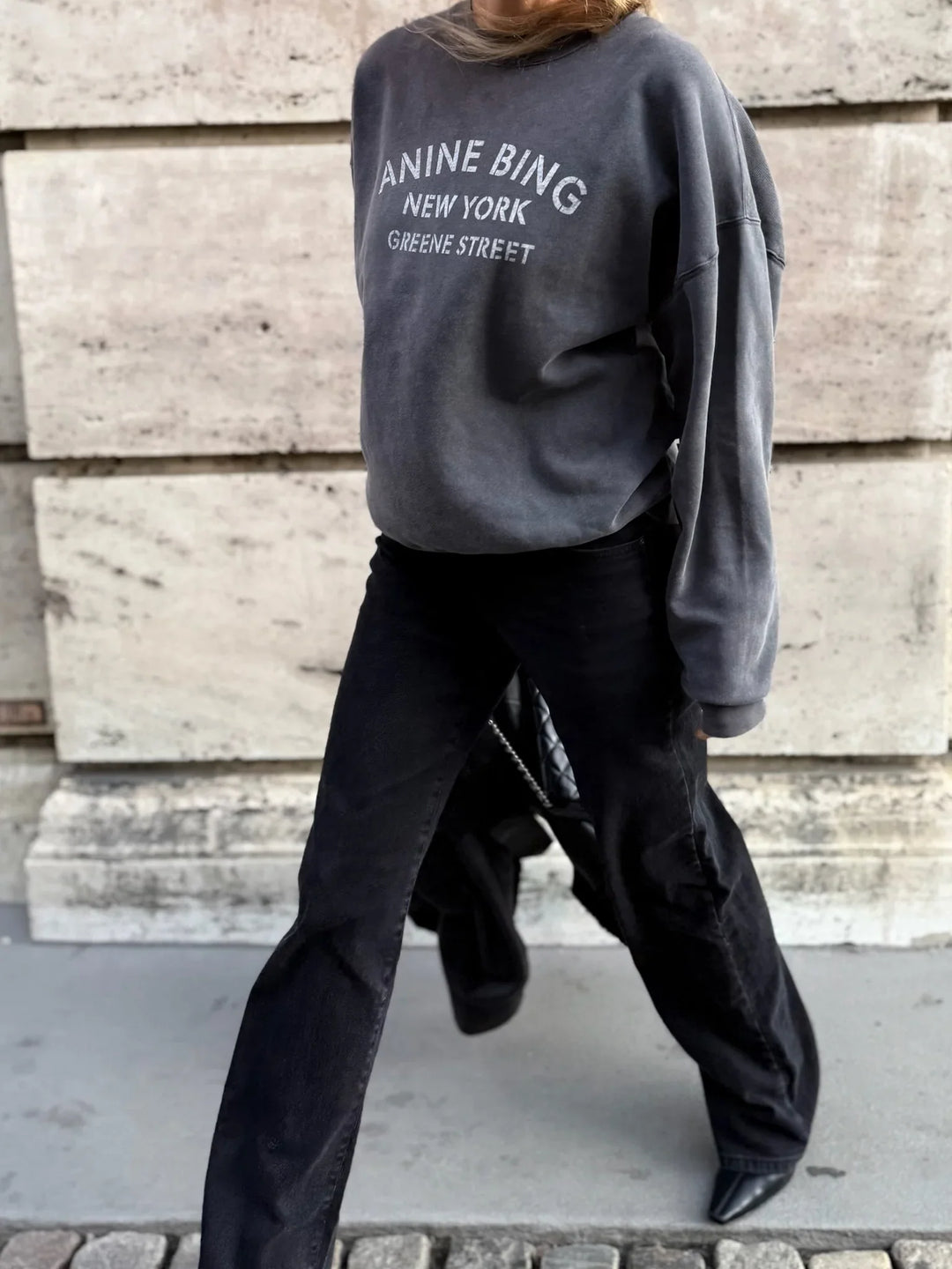 Anine Bing - Sweatshirt - Washed Black - Miles NEW – Stilkompagniet.dk