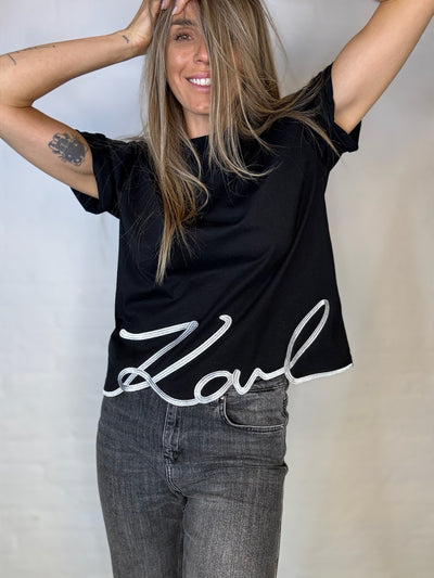 T-shirt - Black - Signature hem - Karl Lagerfeld