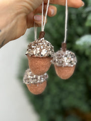 Sassy Copenhagen - Christmas decorations - Acorn glitter - Brown - 3 pcs - sss