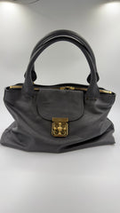 Chloé - Elsie Leather Tote - mørkegrå håndtaske - secondhand