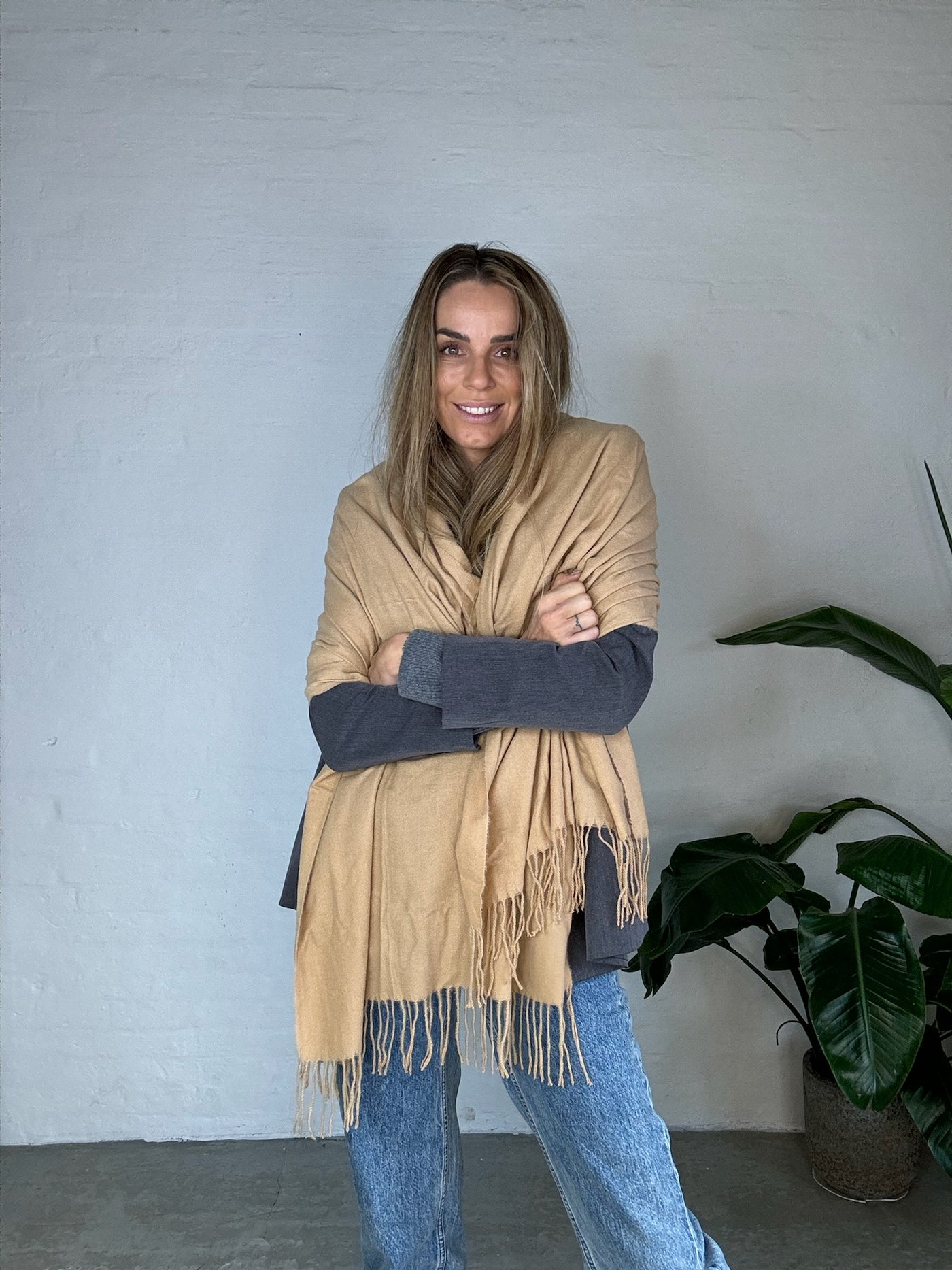 Andcopenhagen - Cashmeretørklæde sand - 70% cashmere