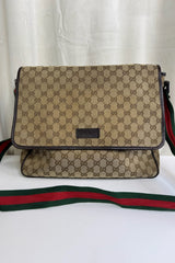 Gucci - Canvas web strap flap - Skulder/crossbody taske - Secondhand