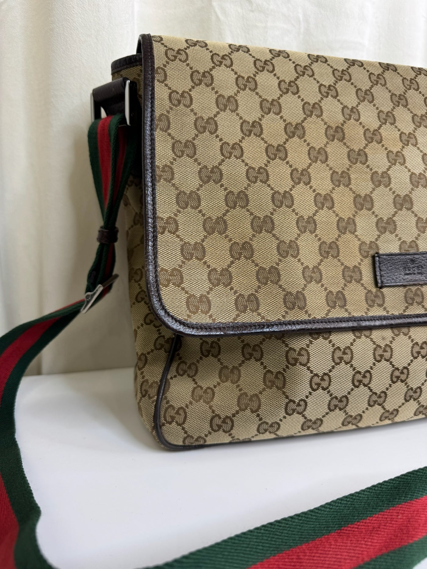 Gucci - Canvas web strap flap - Skulder/crossbody taske - Secondhand