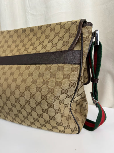 Gucci - Canvas web strap flap - Skulder/crossbody taske - Secondhand